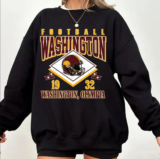 Vintage style Washington Football Sweatshirt,Sunday Football Shirt, 90s Style Sports Fan Sweater, Unisex Cozy Crewneck, Football shirt