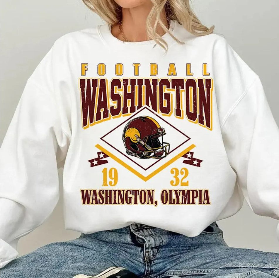 Vintage style Washington Football Sweatshirt,Sunday Football Shirt, 90s Style Sports Fan Sweater, Unisex Cozy Crewneck, Football shirt