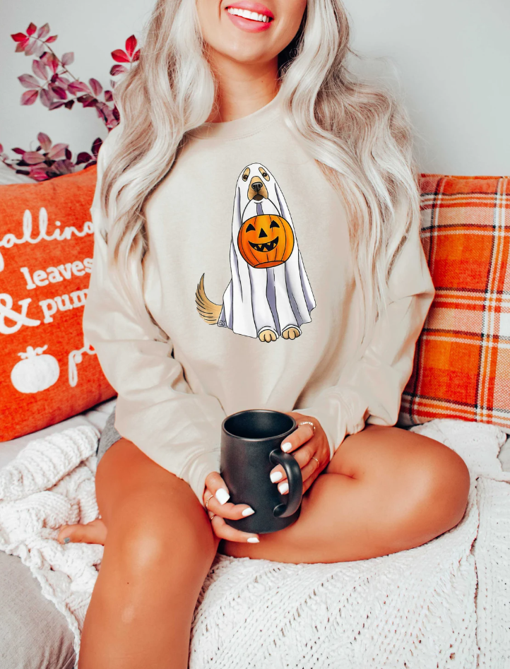 Halloween Ghost Dogs Sweatshirt,Fall Pumpkin Shirt,Halloween Gifts For Dog Lover,Dog Lover Sweatshirt,Retro Halloween Dog Shirt