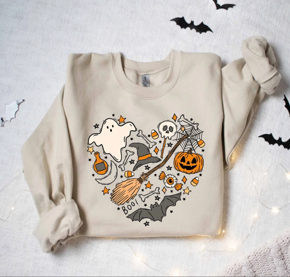 Halloween Doodles Hearth Shirt Gift For Halloween Moms, Cute Halloween Tshirt, Halloween Sweatshirt, Pumpkin Sweatshirt, Halloween Witch Tee