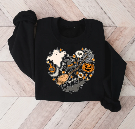 Halloween Doodles Hearth Shirt Gift For Halloween Moms, Cute Halloween Tshirt, Halloween Sweatshirt, Pumpkin Sweatshirt, Halloween Witch Tee