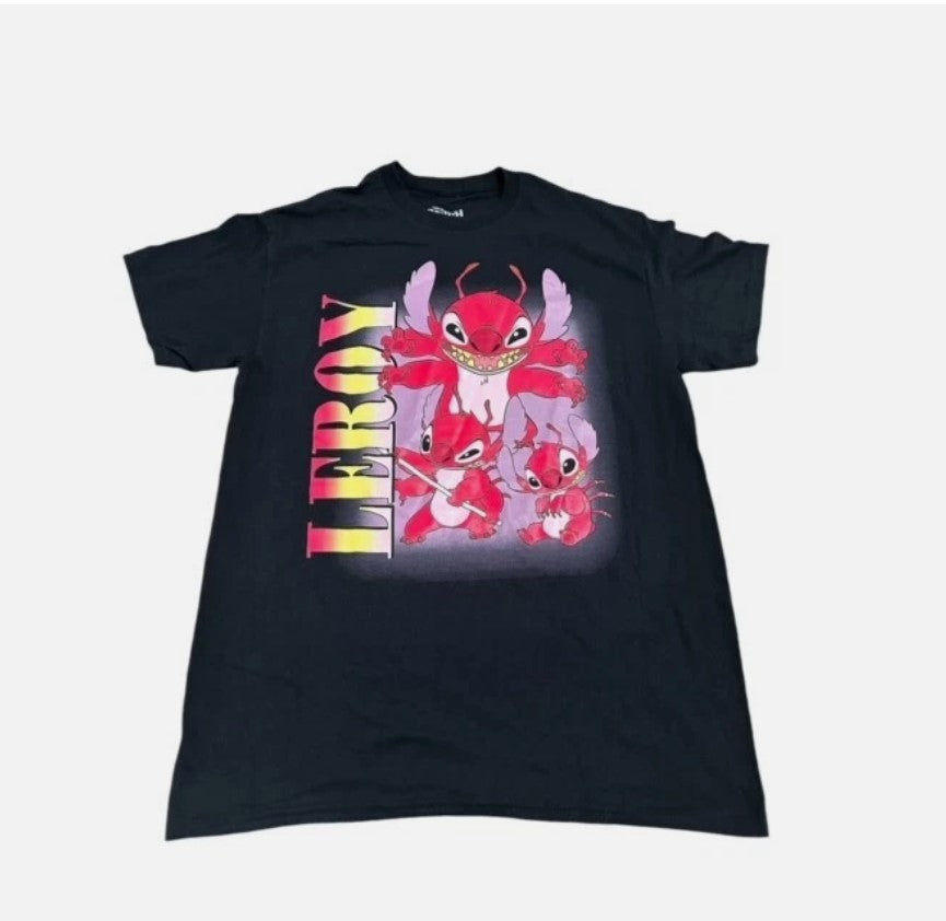 Disney Stitch Leroy Red Black Adult Medium M Cotton T Shirt Hard to Find Rare
