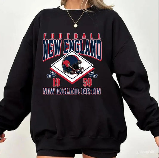 Vintage style New England Football Sweatshirt,Sunday Football Shirt, 90s Style Sports Fan Sweater, Unisex Cozy Crewneck, Football shirt