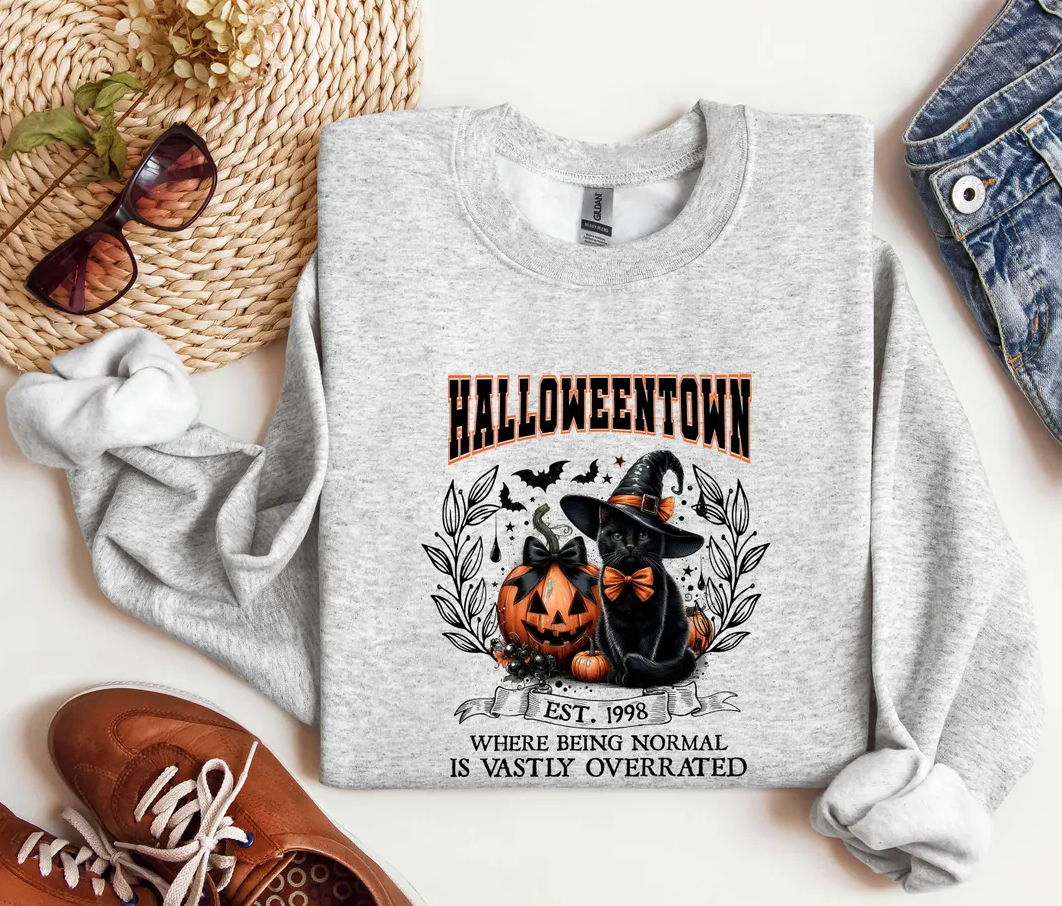 Halloweentown Cat Shirt, Spooky Halloween Sweatshirt, Spooky Cat Tshirt, Halloween Tshirt, Gift for Halloween Lovers, Halloweentown Tshirt