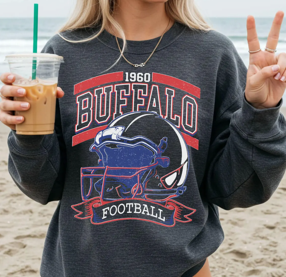 Vintage 90s Buffalo Football Vintage Sweatshirt Tee, Buffalo Bill Crewneck Sweatshirt,Buffalo New York,Buffalo Bill Fan Gift Sunday Football