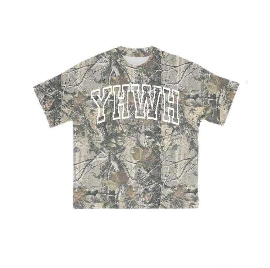 Unisex YHWH Camo T-Shirt – Leaves Camouflage Print, Short Sleeve Christian Tee for Men and Women