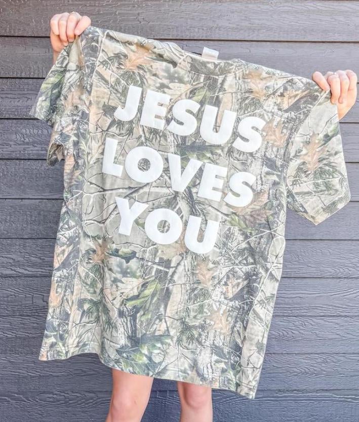 Jesus Loves You Camo Shirt – Bold Christian Tee for Outdoors & Everyday Faith