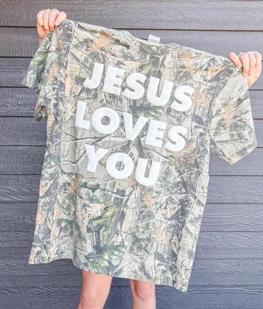 Jesus Loves You Camo Shirt – Bold Christian Tee for Outdoors & Everyday Faith