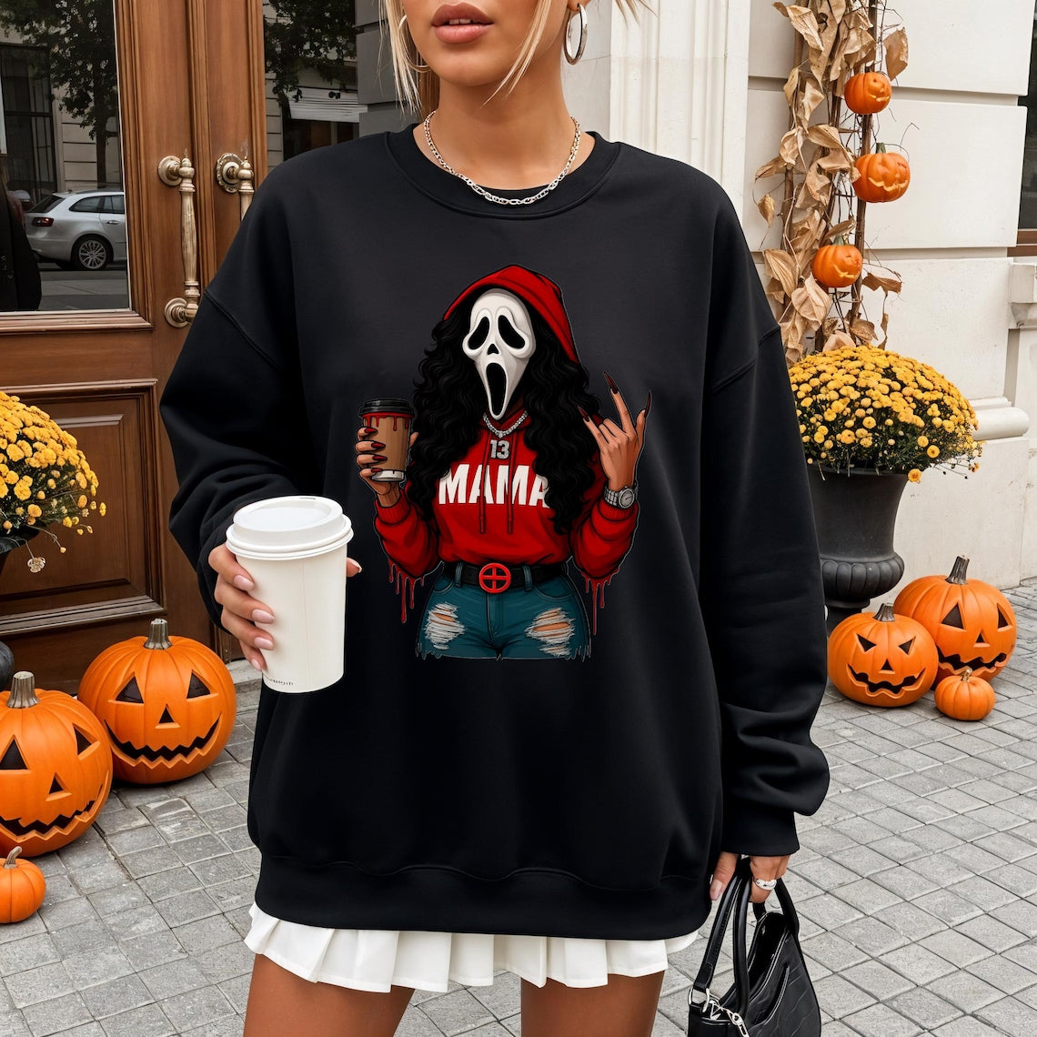 Halloween Horror Mama Custom Sweatshirt, Cute Spooky Mama Hoodie, Family Spooky Season Sweaters, Killer Halloween Hooded, Mama Killer