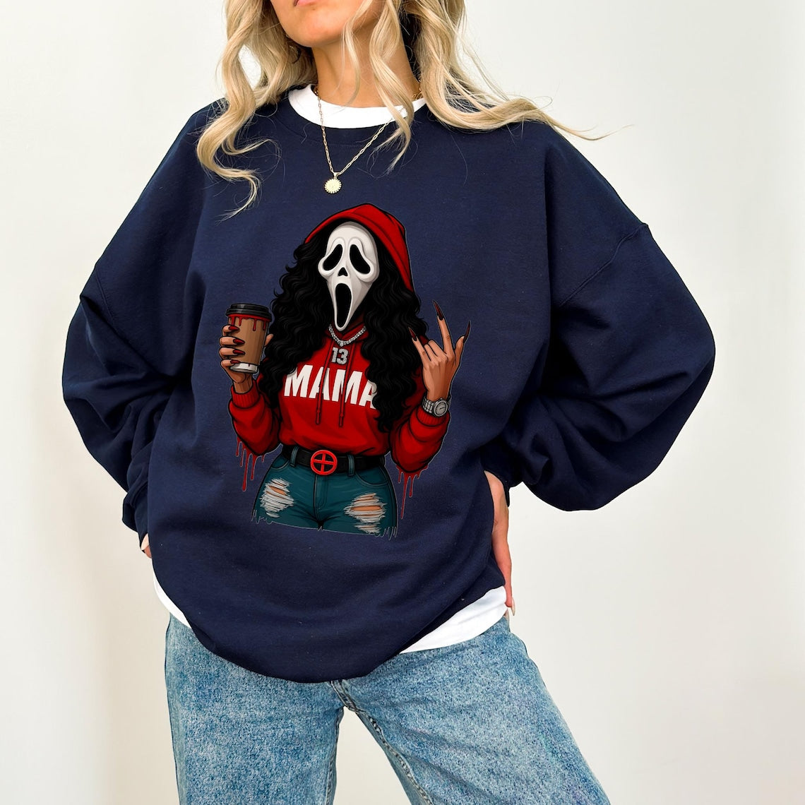 Halloween Horror Mama Custom Sweatshirt, Cute Spooky Mama Hoodie, Family Spooky Season Sweaters, Killer Halloween Hooded, Mama Killer